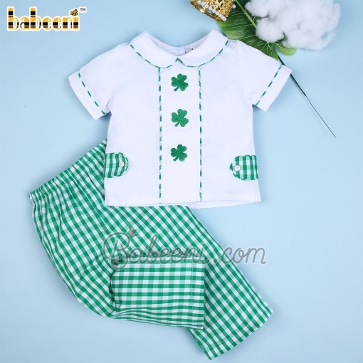 Clover hand embroidery boy set - BB1390