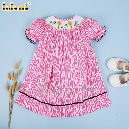 Lovely zebra horse smocked bishop dress - BB913