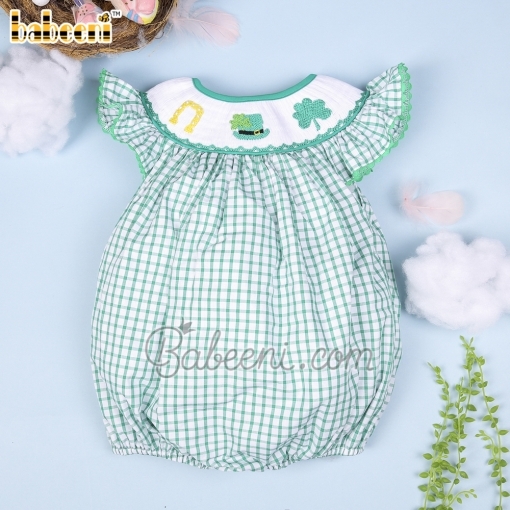 Beautiful St Patrick smocked bubble – BB2693