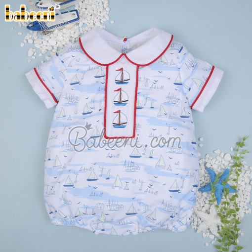 Sailboat printed boy bubble– BB2904