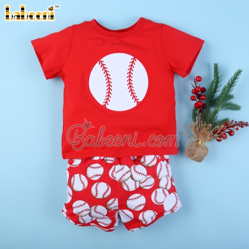 Baseball 2 pieces set applique for boy - BB3091