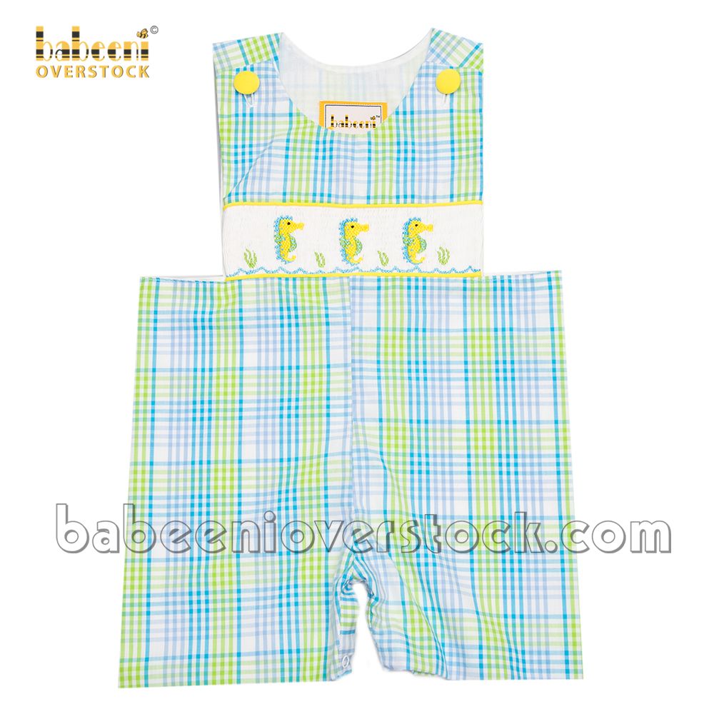 Boy shortall smocked seahorse - BB1829