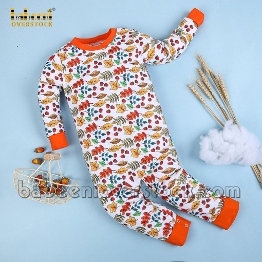 Nice fall leaves boy long bubble - BB2381