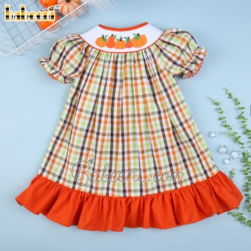 Pumpkin smocked bishop dress for girl - BB1566