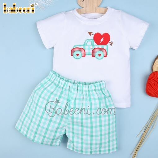 Adorable boy set car and heart - BB2287