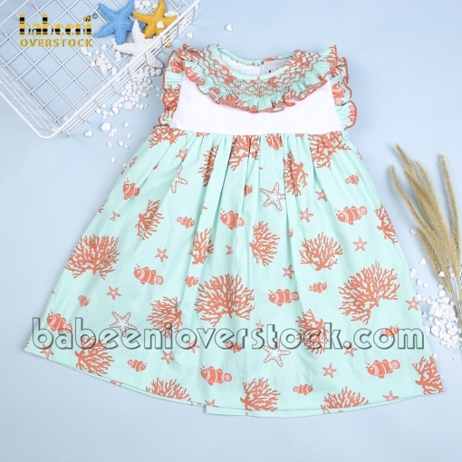 Sea creature handsmocked dress for baby girl - BB2550