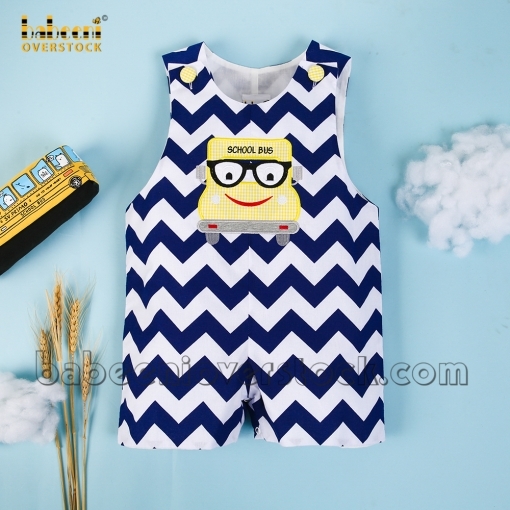 School bus applique boy jon jon - BB696