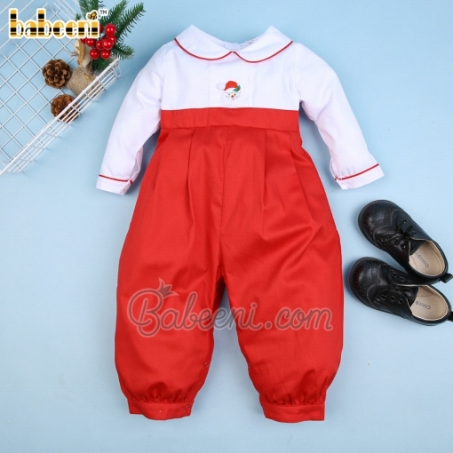 Santa Claus hand embroidered boy long bubble - BB1446