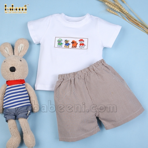 Smocked rescue dog boy set - BB2308