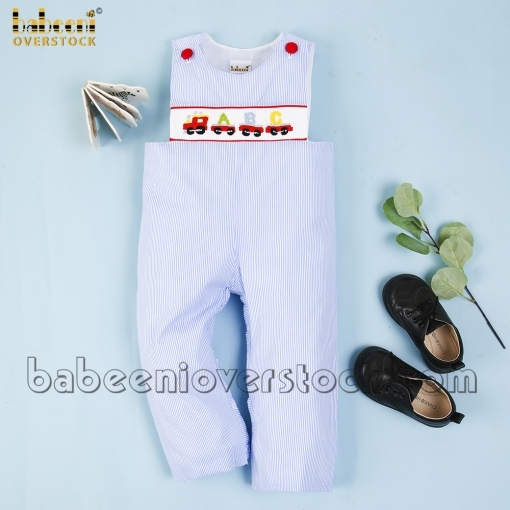 Cute train smocked boy longall - BB1135B