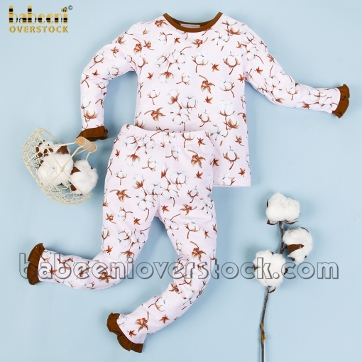 Printed cotton flower girl sleepwear set - BB2296B