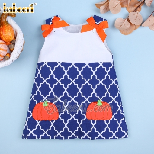 Lovely pumpkin applique dress - BB1063C