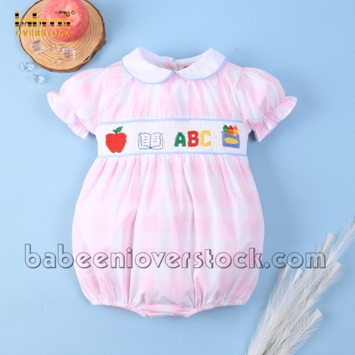 ABC smock girl bubble pink large check - BB2165