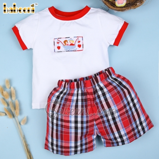 Valentine smocked boy set - BB1083