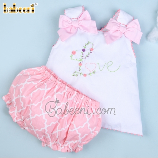 Lovely embroidered flowers girl set - BB1704A