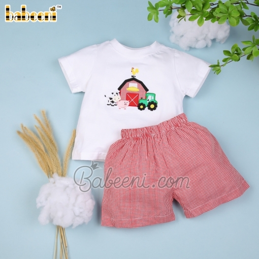 Animal farm applique clothing set for boy - BB1493