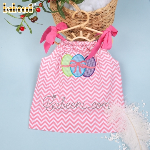 Colorful eggs applique dress for girl - BB525D