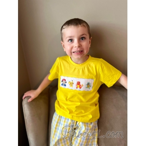 Nice Cartoon smocked boy set