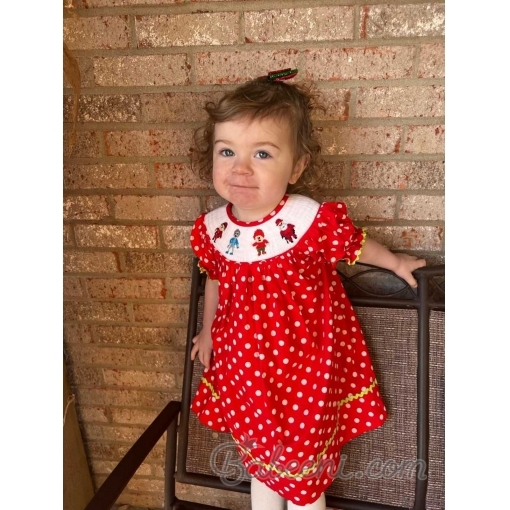 Christmas smocked bishop dress