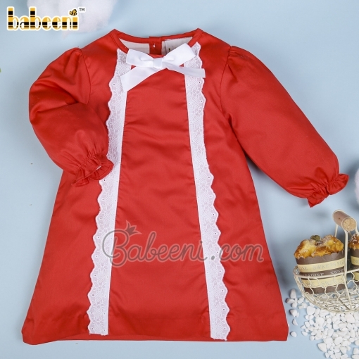 Red lace long sleeve baby dress - BB2636