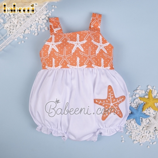 Starfish applique baby girl bubble – BB2733