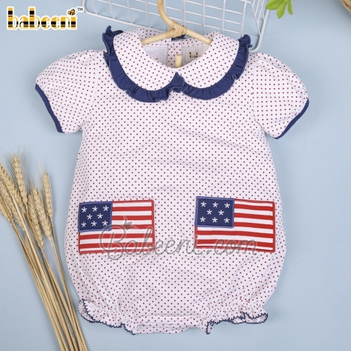 American flag applique girl bubble  – BB2740