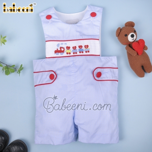 Train of Love hand smocked boy bubble  – BB2822