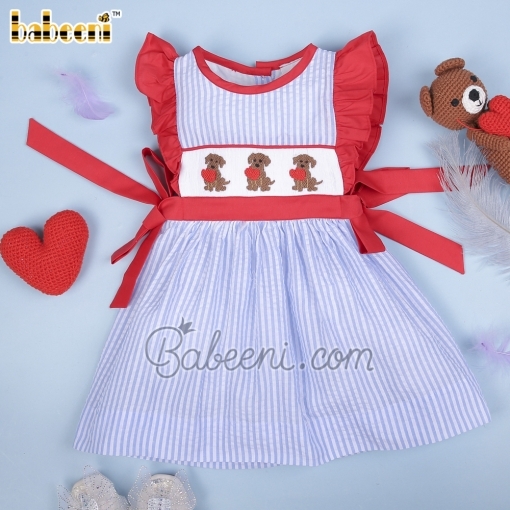 Dogs hand smocked girl dress – BB2826