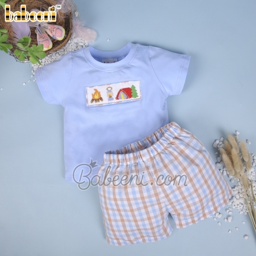 Camping hand smocked boy set – BB2881