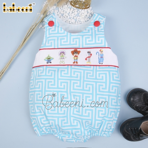 Cartoon character hand smocked boy bubble – BB2868