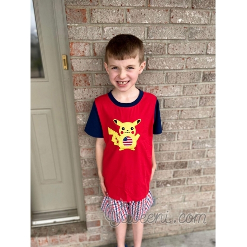 Pikachu applique boy set