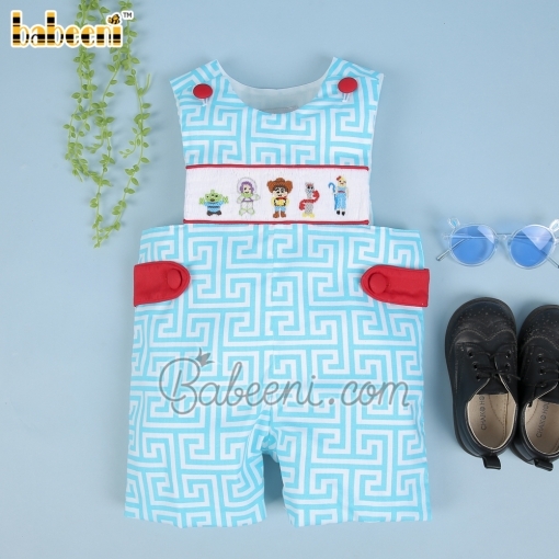 Cartoon character hand smocked boy shortall – BB2883