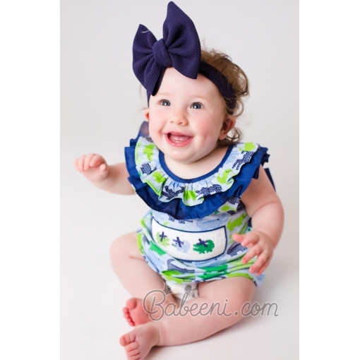 Alligator ruffle smocked bubble