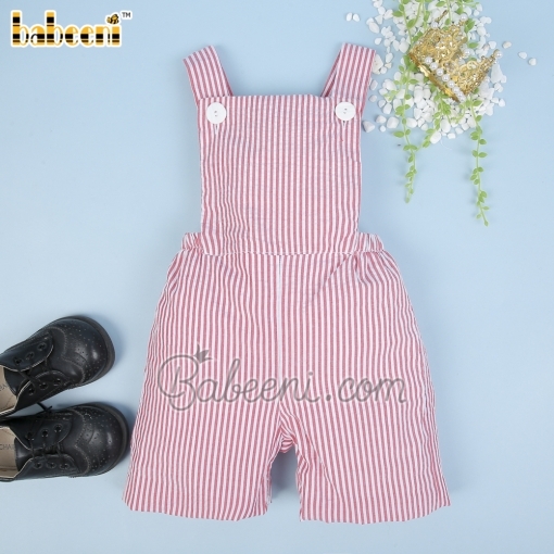 Boy shortalls red stripe seersucker - BB2268