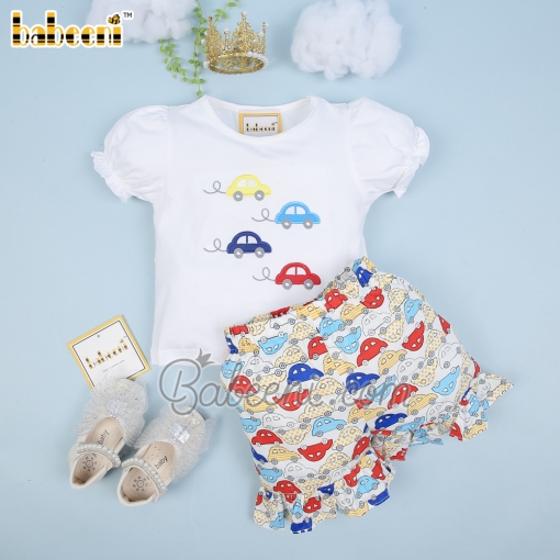 Summer girl set car appliqued - BB1850