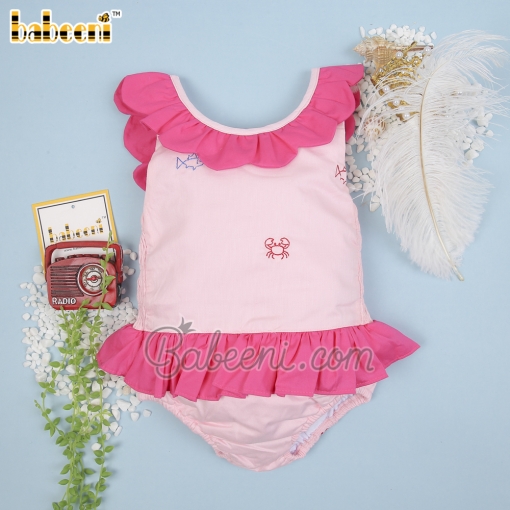 Sea animal embroidery girl swimsuit - BB1420