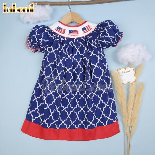 American flag smocked girl dress - BB1582