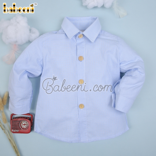 Blue gingham boy shirt - BB2912