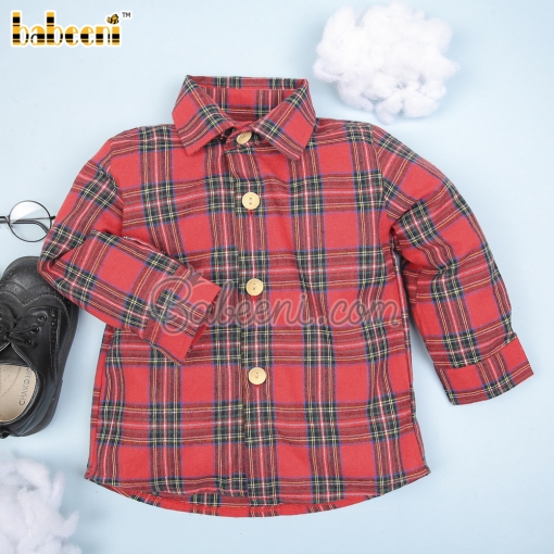 Green flannel plaid boy shirt – BB2916