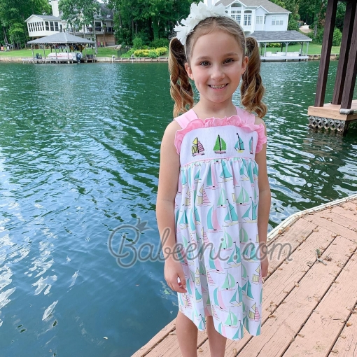 Boat smocked girl dress