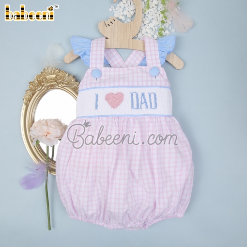 I love Dad hand smocked bubble – BB2952