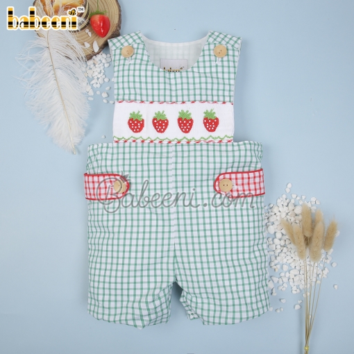 Strawberry hand smocked boy shortall – BB2976