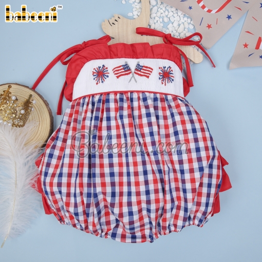 American pattern smocked girl bubble – BB2982