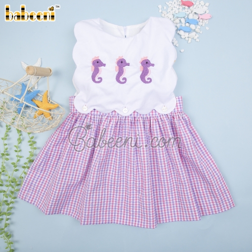 Seahorse embroidery baby girl dress – BB3037B
