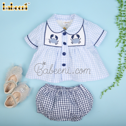 Crab hand smocked boy short set – BB3069