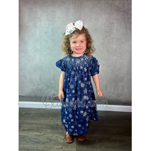 snowflakes smocked dress