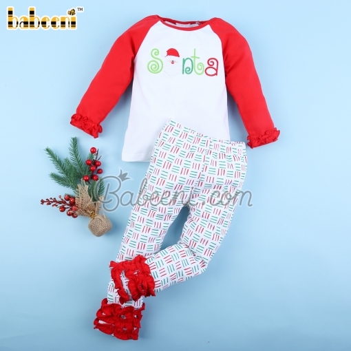 Santa Applique 2 pieces set for Girl - BB3094