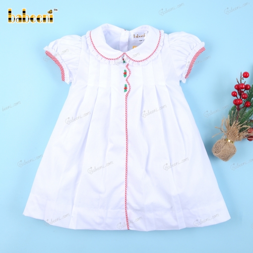 Christmas leaves white dress - BB3122