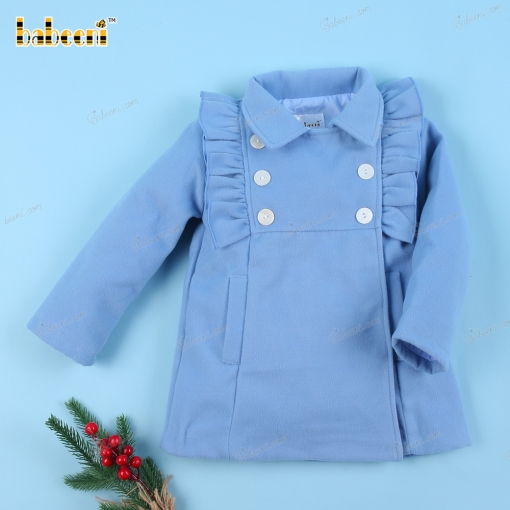 Blue plain like wool girl overcoat - BB3206