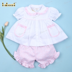 Plain 2 Piece In White And Pink Floral Printed For Girl - BB3178 plain-2-piece-in-white-and-pink-floral-printed-for-girl---bb3178